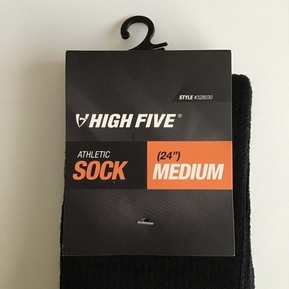 NEW High Five Black Athletic Socks ADULT Medium 24” Tube Sock Men Shoe SZ 6-8 - Picture 2 of 5